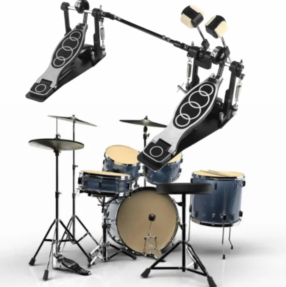 Fußmaschine, Doppelpedal Drum Pedal, Bass Kick Drum Pedal, Doppeltrommelpedal Langable stabile Leistung für Schlagzeuger Zinkaluminium