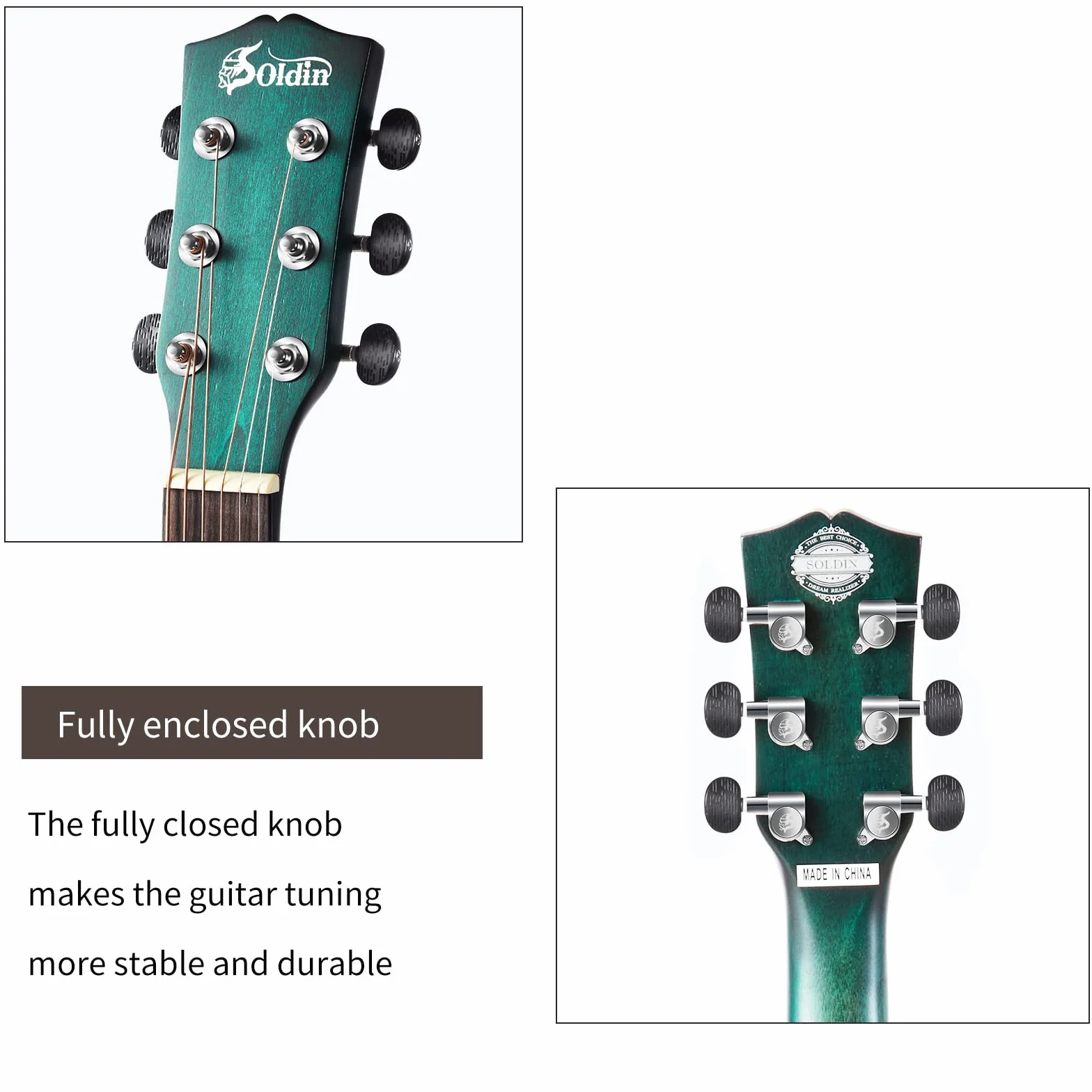 40 Zoll Akustikgitarre Premium Massive Fichtendecke Guitarre Bundle Kit mit Gigbag,Gitarrenständer,Stimmgerät,Gurt,Kapodaster,Saiten,Reinigungstuch und Plektren (Nilblau)