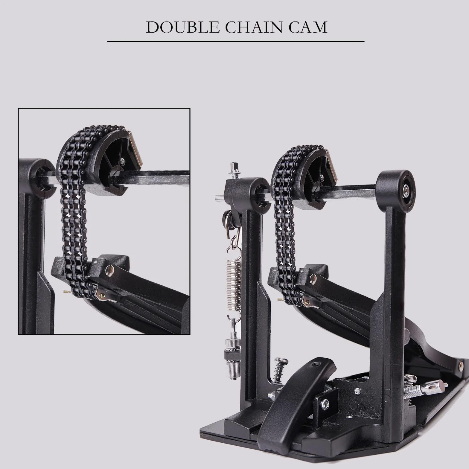 Fußmaschinen，Double Bass Kick Drum Pedal mit Doppelkette，Doppel Pedal (V-YQ09)