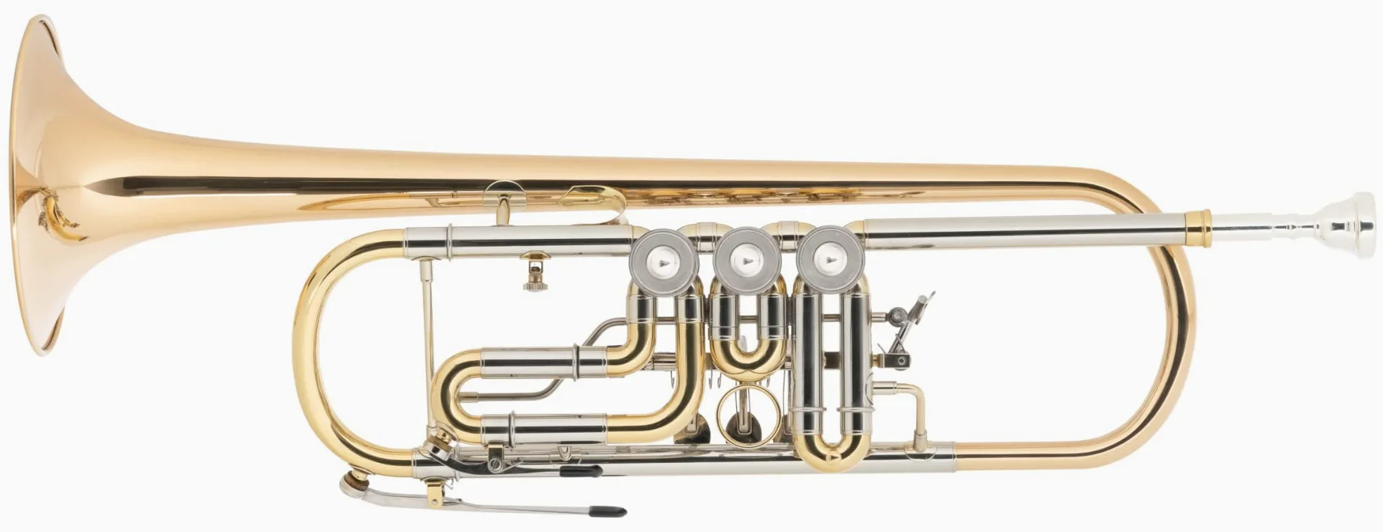 Classic Cantabile TR-43G Bb-Konzerttrompete (Goldmessing, Drehventile, Trigger am 3. Ventil, klarlackiert, inklusive Hartschalenkoffer und Mundstück)