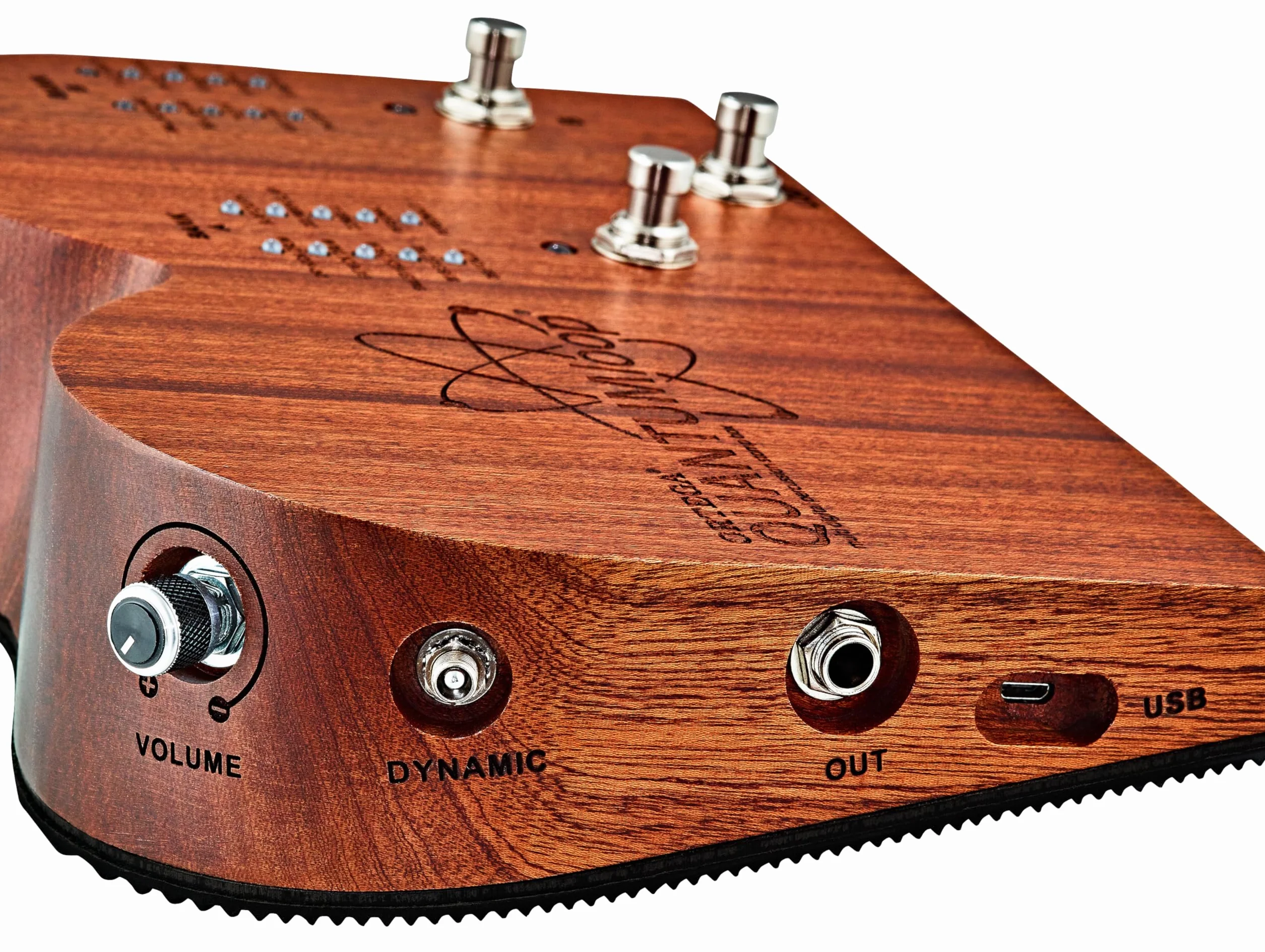 Ortega Guitars Digitale Stomp Box – Digitales Effektpedal und Looper – 16 Drum & Percussion Samples – Inklusive Netzteil – Mahagoni Holz, Natur (QUANTUMloop)