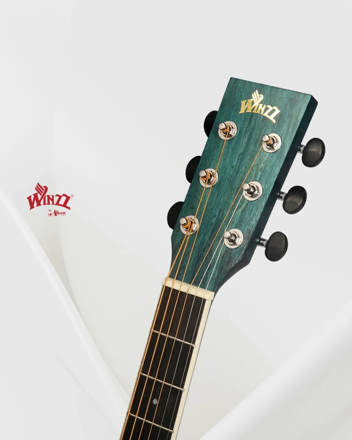 Winzz Akustikgitarre Blau-grün, Westerngitarre 40 Zoll, Gitarre Anfänger Set mit Gitarrenständer, Gitarren Plektrum, Gitarrengurt, Gitarrenstimmgerät, Gitarrentasche