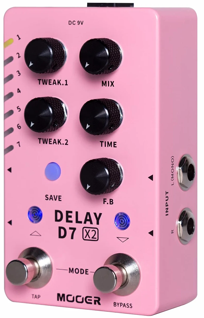 Mooer D7 X2 Delay - Multi-Delay Effekt Pedal für Gitarre mit 14 Modi
