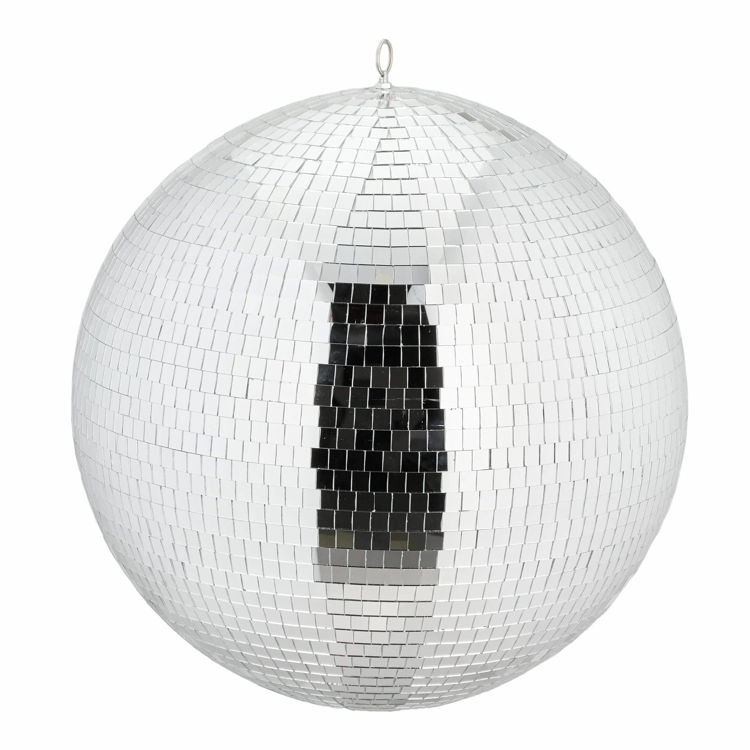 Relaxdays Discokugel, Ø 50 cm, Deko Spiegelkugel zum Aufhängen, große Partykugel mit Metallöse, Discoball Party, Silber