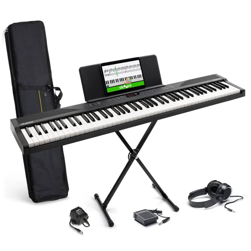 Alesis Keyboard E-Piano 88 Tasten 480 Sounds USB-MIDI Lautsprecher Tragetasche Ständer Kopfhörer Pedal Klavierlektionen