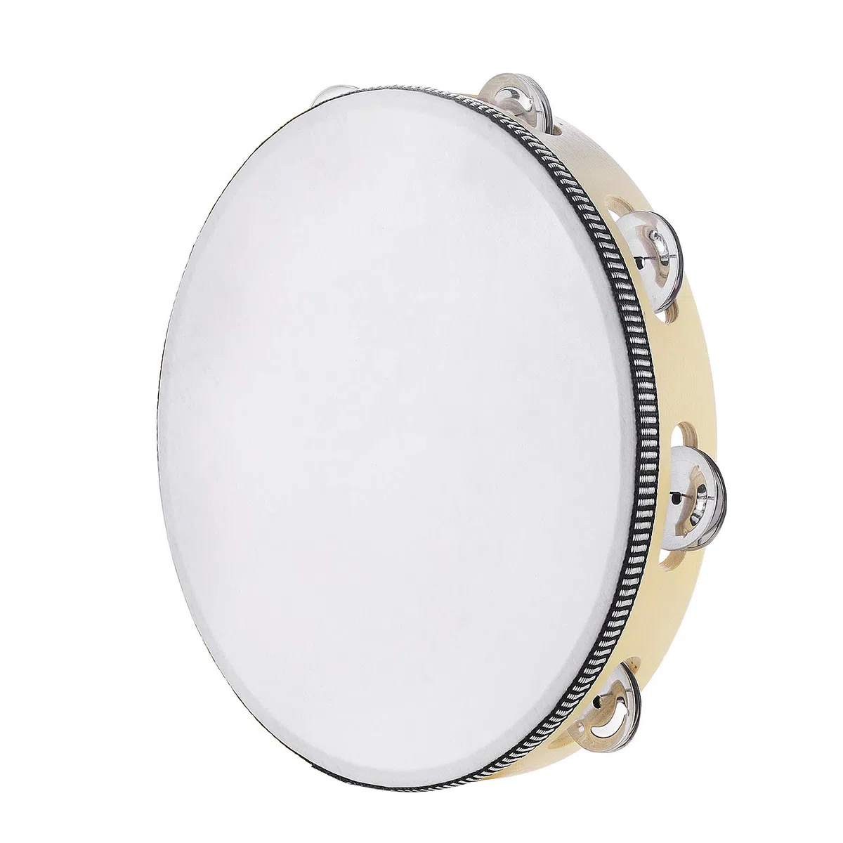 Musfunny Tamburin für Erwachsene 25 cm Tambourine Hand Trommel Glocke Birke Metall Jingles Percussion Geschenk Musikpädagogisches Instrument für Kirche KTV Party (25 cm, 10 Zoll)