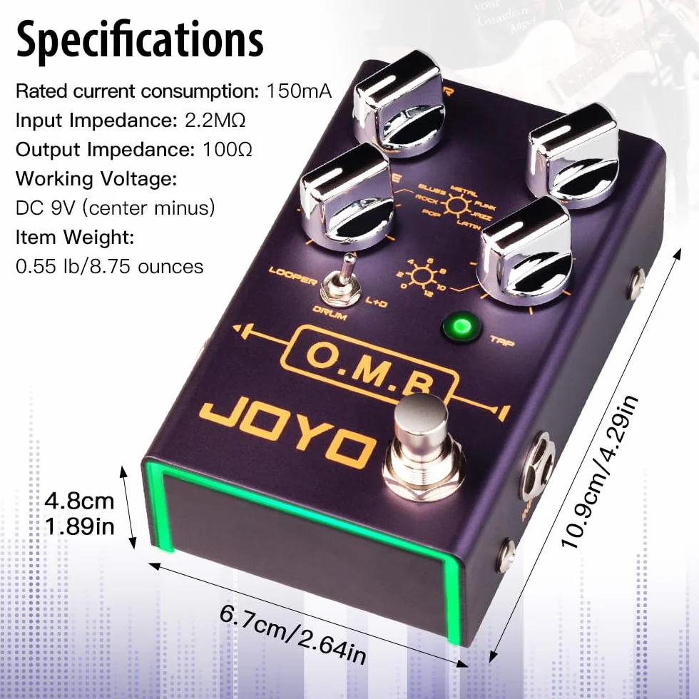 JOYO Looper und Drum Machine Pedal für Cycle Recording und Drums für E-Gitarre (O.M.B R-06)