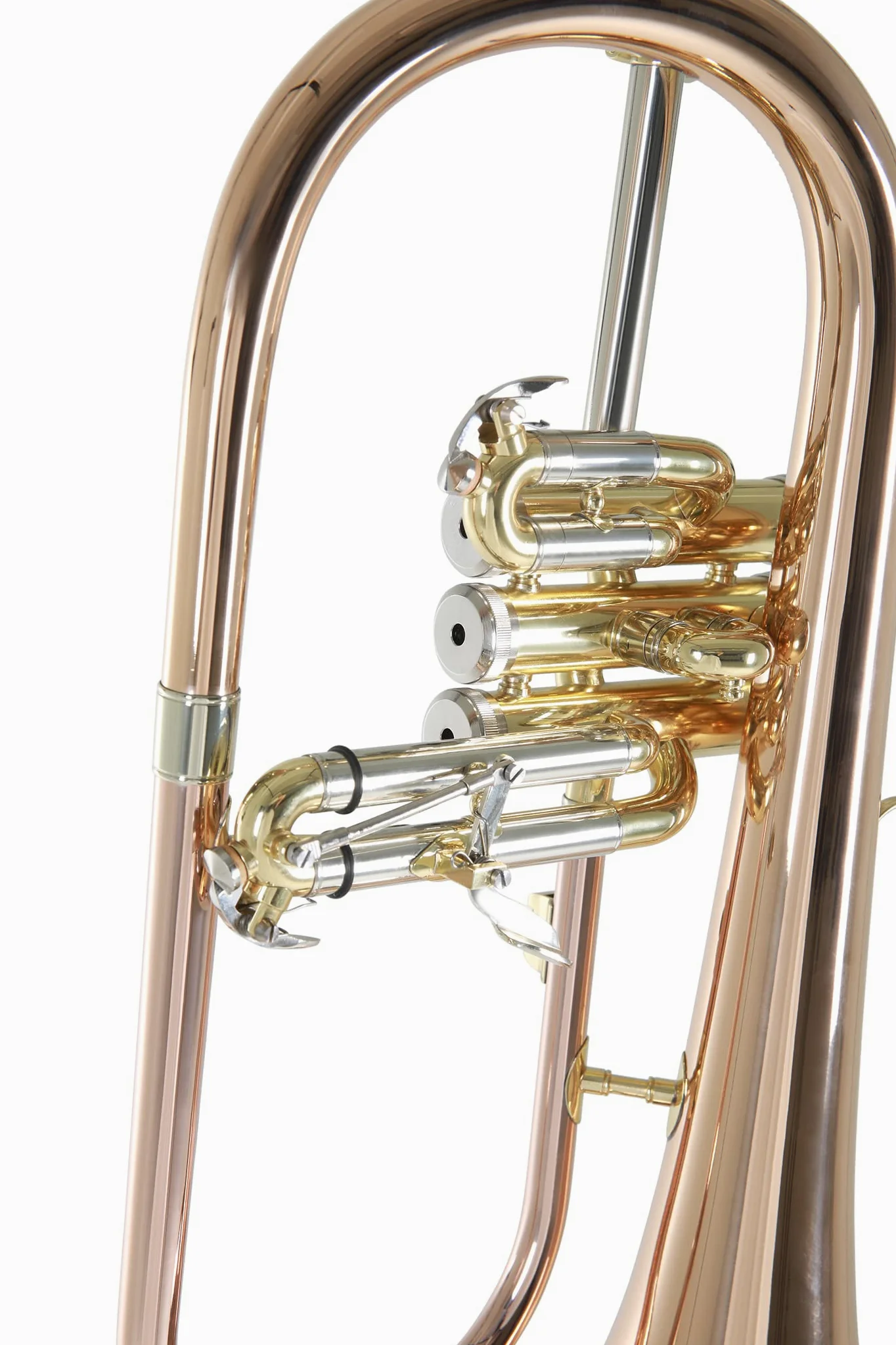 Roy Benson Bb-Flügelhorn FH-302G (mit 11mm MS Bohrung, Goldmessing Schallstück, Edelstahl Ventilen, inkl. leichtem Rechtecketui, mit Rucksackfunktion, Größe: 6"), lackiert