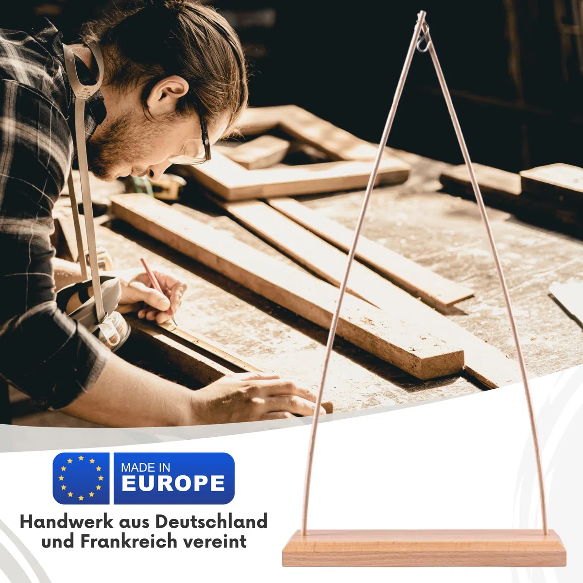 Zaphir Klangspiel Sufi mit Ständer - Klangspielständer Tipi aus Buchenholz - 50 cm Höhe für Yoga, Kinder zur Entspannung und Meditieren