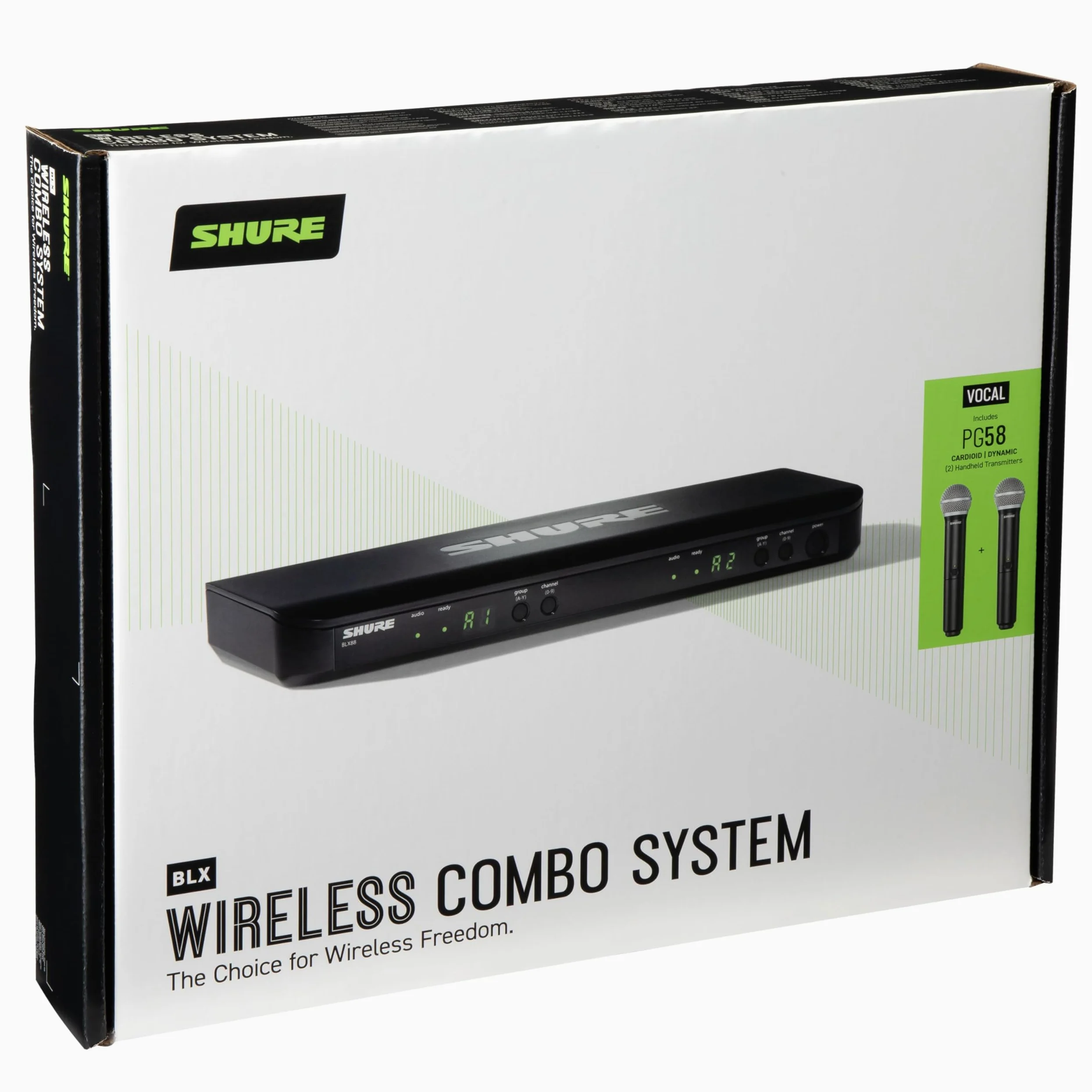 Shure BLX288/PG58 UHF Wireless Mikrofonsystem - Perfekt für Kirche, Karaoke, Gesang - 14-Stunden Akkulaufzeit, 100m Reichweite | Enthält (2) PG58 Handheld Vocal Mics, Dual Channel Receiver | M17 Band