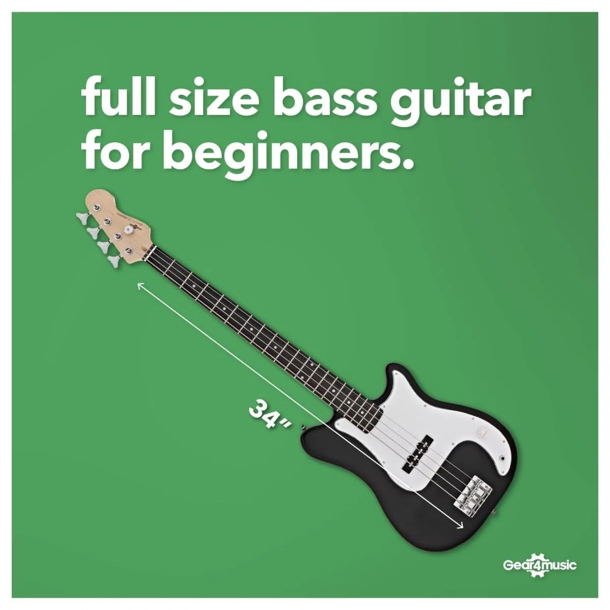 VISIONSTRING E Bass Gitarre Linkshänder mit Verstärker 10W für Erwachsene - Elektrische Bassgitarre Set mit Gitarrentasche, Plektrum, Gurt, Stimmgerät, Kabel - Bass Guitar 4/4 Gitarren Schwartz