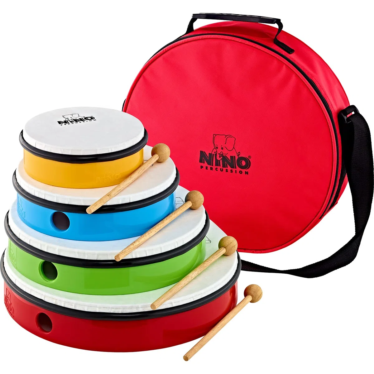 Nino Percussion Hand Drum Set - Handtrommel Set mit 4 verschiedenen Größen - Für Kinder ab 3 Jahren - Kunststoff, Mehrfarbig (NINOSET6)