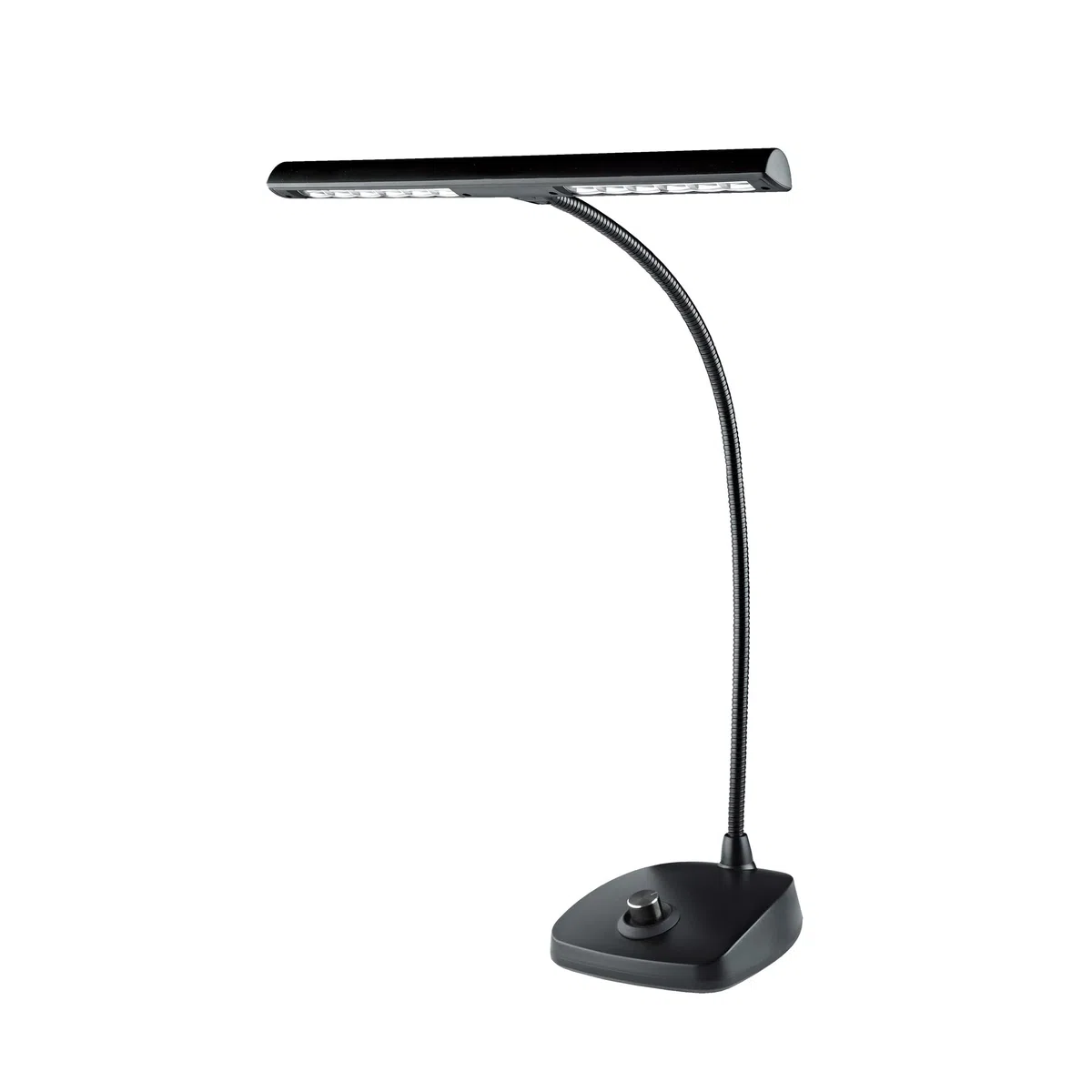 K&M 12298 LED-Pianoleuchte Schwarz 30 cm Lampenschirm 12 dimmbare LEDs Schwanenhals 2500 Lux