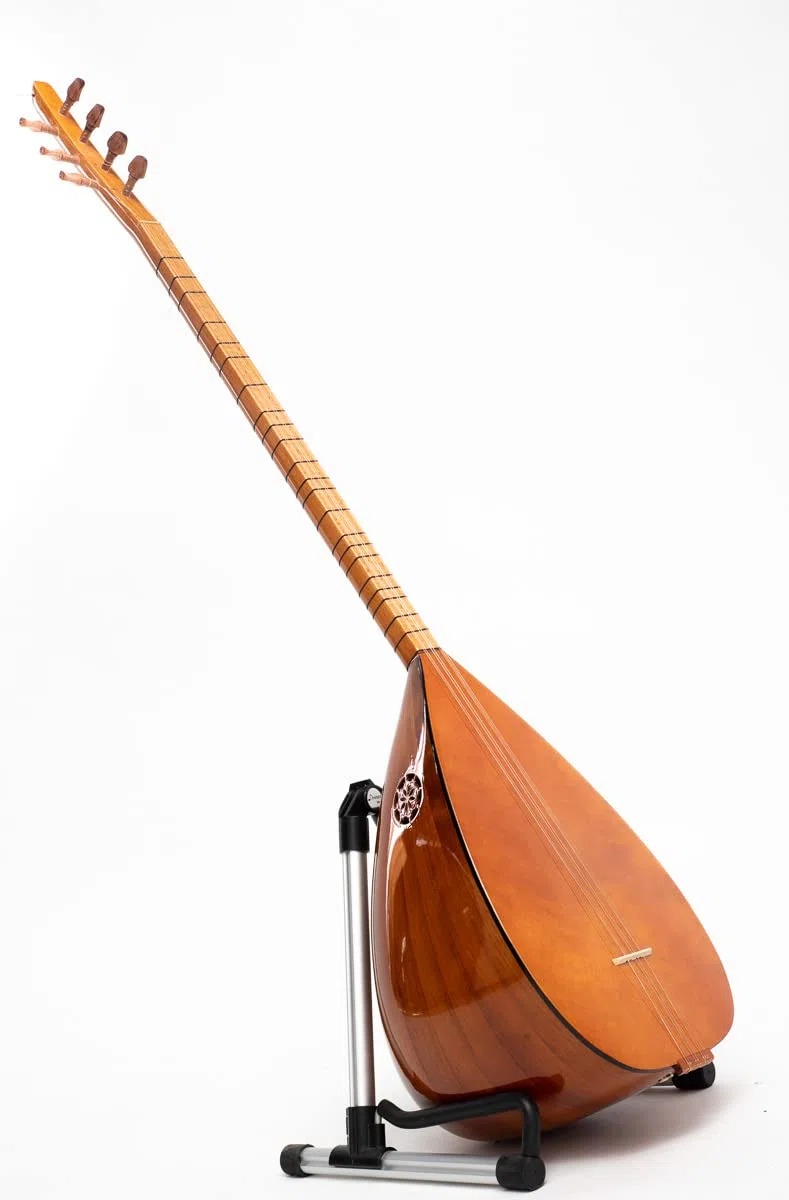 Türkischer Saz mit langem Hals aus Kirsche mit integriertem Tonabnehmer, handgefertigtes Instrument