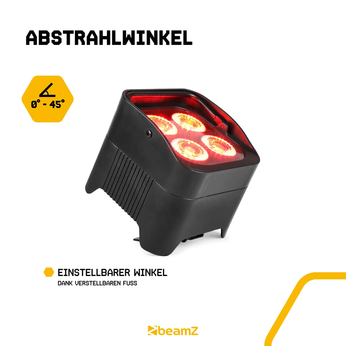 BeamZ BBP94 Uplight LED Par Strahler, 4er Set, 4 x 10 Watt, Akku Bühnenbeleuchtung 4er Set für DJ Pult, Bühnenlicht, DMX-LAN, Partylicht Musikgesteuert, Bühnenequipment, Fernbedienung
