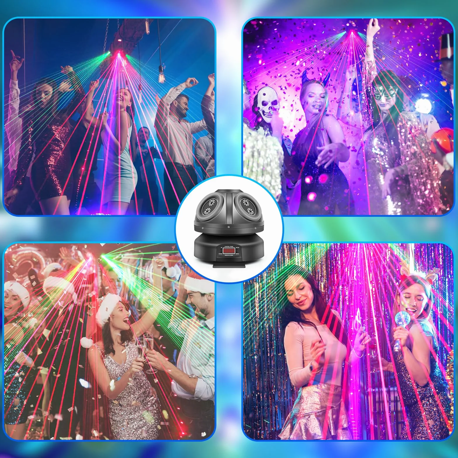 Discolicht Partylicht, Moving Head,LED RGB Licht DJ Projektor Musikgesteuert DJ Disco Lichter, DMX Effektstrahler,Für KTV Familientreffen Hochzeit Geburtstag Halloween (T100)