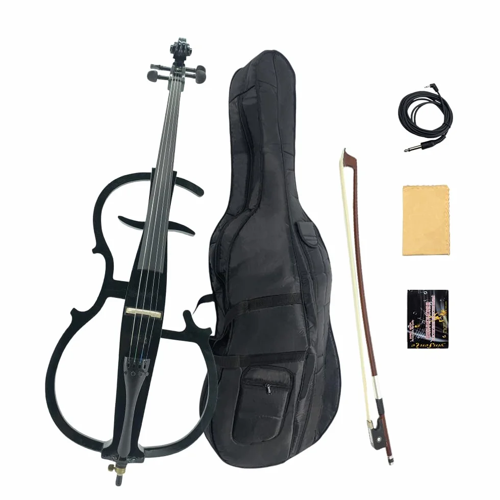 Elektrisches Cello-Set für Anfänger (inklusive leichter Cellophan-Tasche, Stereo-Kopfhörer, Premium-Cellobogen, Brücke, Kolophonium) für erwachsene Schüler (03)