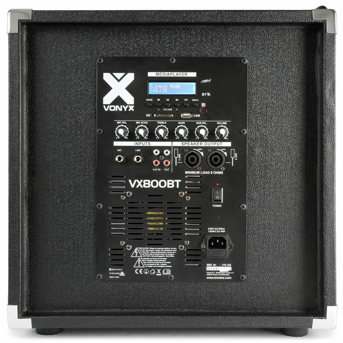 Vonyx VX800BT DJ Boxen Set 800 Watt Bluetooth 12 Zoll Subwoofer PA Anlage Komplettset Schwarz