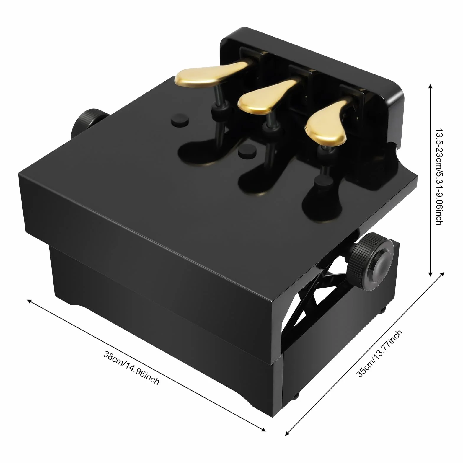 Klavier Pedal Extender, Schwarz 110KG Tragfähigkeit 13.5–23CM Höhenverstellbar Geräuscharme Pedalerhöhung Pedalschemel mit 3 Pedale für Kinder Alter Von 4 bis 12 Jahren Elektrische Akustische