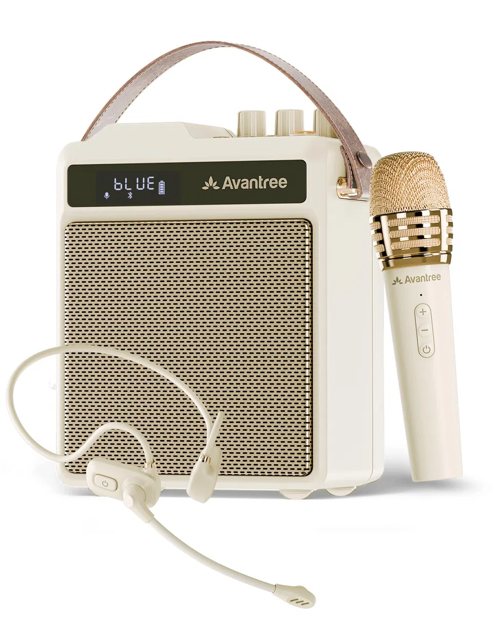 Avantree VoxAmp Duo - Tragbarer Kabellose Sprachverstärker, Doppeltes Mikrofon Und Lautsprecher Set Für Unterricht, Kleine Veranstaltungen & Partys, 30W Klare Stimme & Reicher Klang, 14H Akku