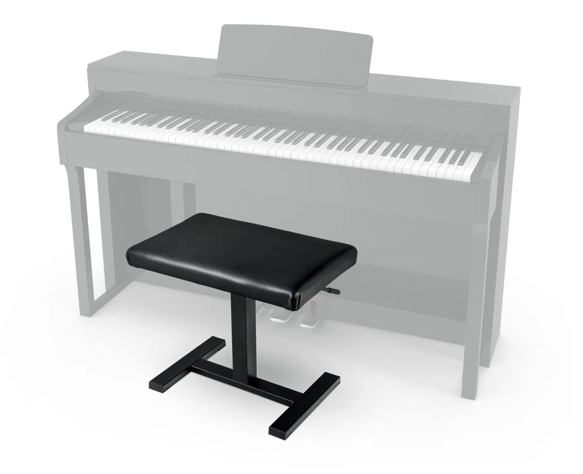Classic Cantabile Pianobank “Easy” - Hydraulische Pianobank - Sitzhöhe mittels Öldruckfeder von 43 bis 59 cm verstellbar - Sitzbezug aus Kunstleder - Sitzfläche: 52 x 33 cm - Schwarz