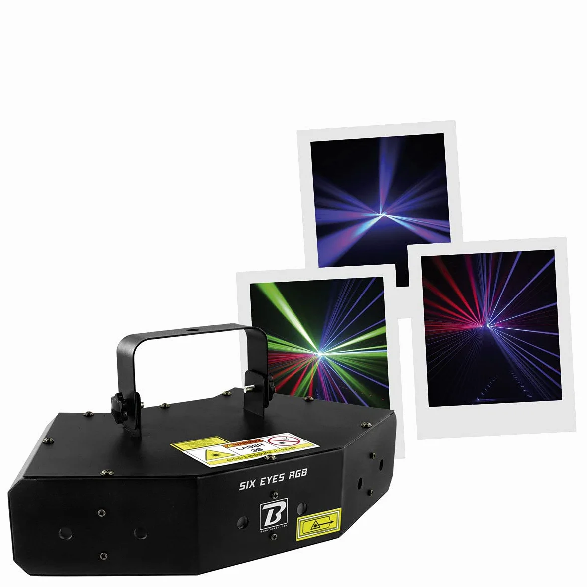 BoomTone DJ Six Eyes RGB LZR Animation Lichtspiele Disco Party Beleuchtung LZR Mehrfarbig-Grün Rot Blau Klasse 3B Schutzschlüssel Auto Mode / Sound Detection / DMX