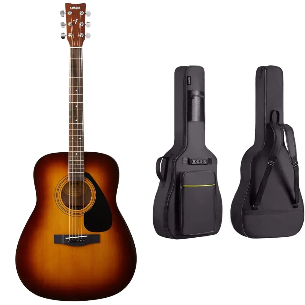 Yamaha F310 TBS Westerngitarre braun sunburst – Hochwertige Dreadnought-Akustikgitarre & Jugendliche – 4/4 Gitarre aus Holz & CAHAYA Gitarrentasche Akustikgitarre Gig Bag Guitar Case
