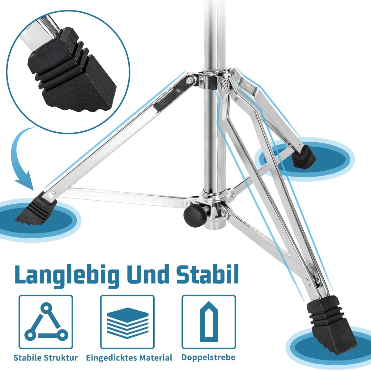 OUUTMEE Drum Throne Drumhocker, gepolsterter Sitz, 18,1 bis 22,8 Zoll, höhenverstellbar, runde Oberseite, Drum Chair mit Stabiler Stativbasis, Percussion und Keyboardspieler