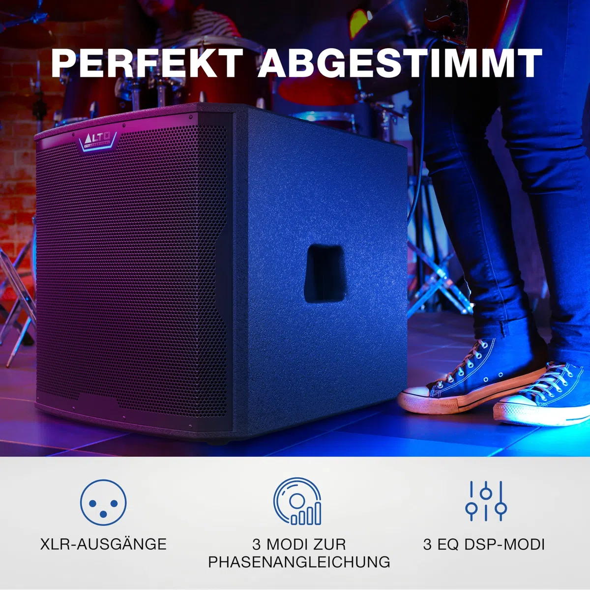 ALTO TS15S 2500 Watt 15-Zoll Subwoofer, Aktiver PA-Lautsprecher mit 6 DSP-Modi, Einfacher Aufbau, 132dB, 3-Zoll Schwingspule, Druckvoller Bass