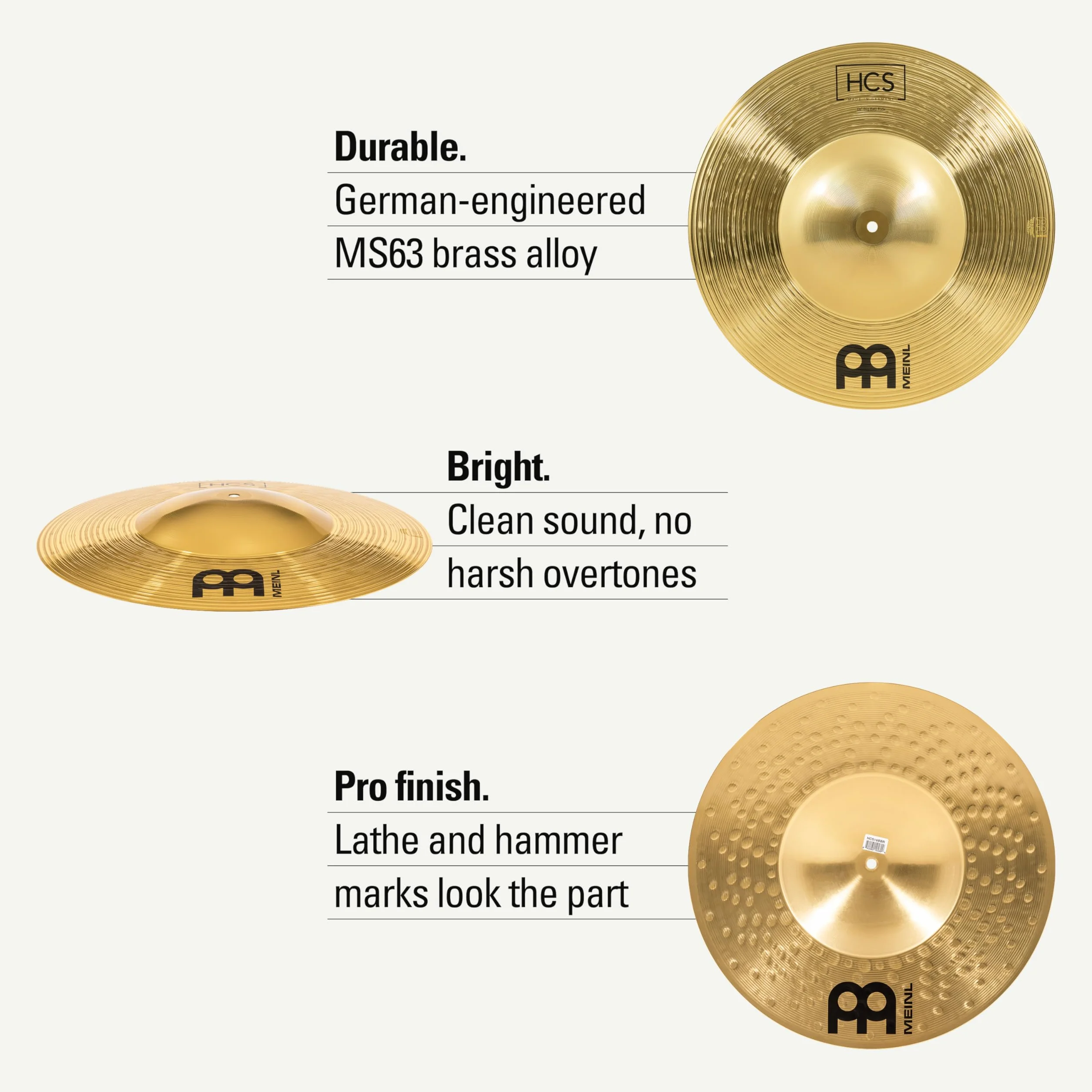 Meinl Cymbals HCS Big Bell Ride — 18 Zoll (Video) Schlagzeug Becken (45,72cm) Messing, Traditionelles Finish (HCS18BBR)