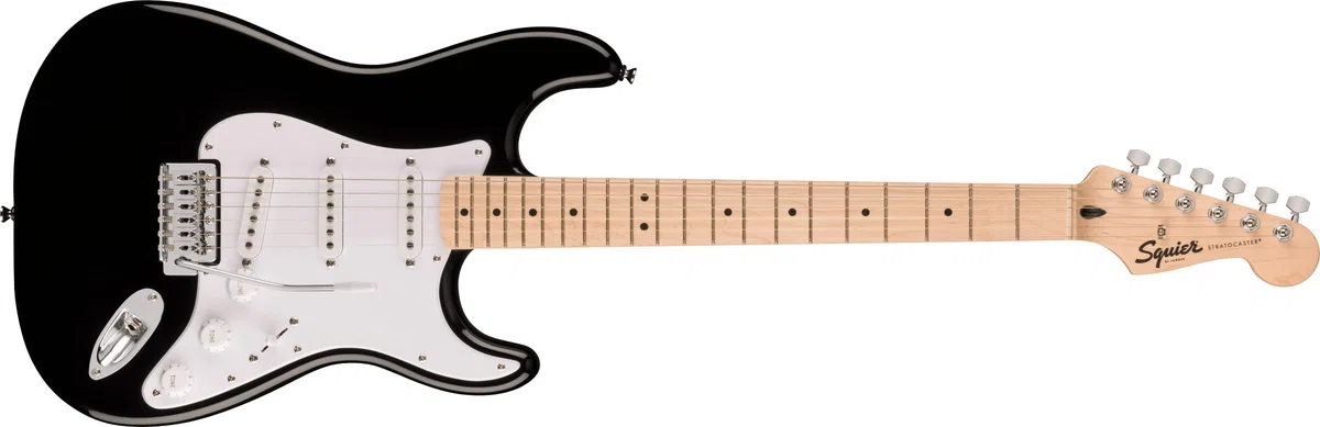 Squier by Fender Sonic Stratocaster Electric Guitar Pack, Maple Fingerboard, Black, Gig Bag, Squier Frontman 10G Amp - 230V EU, Inklusive kostenloser virtueller Kurse auf Fender Play