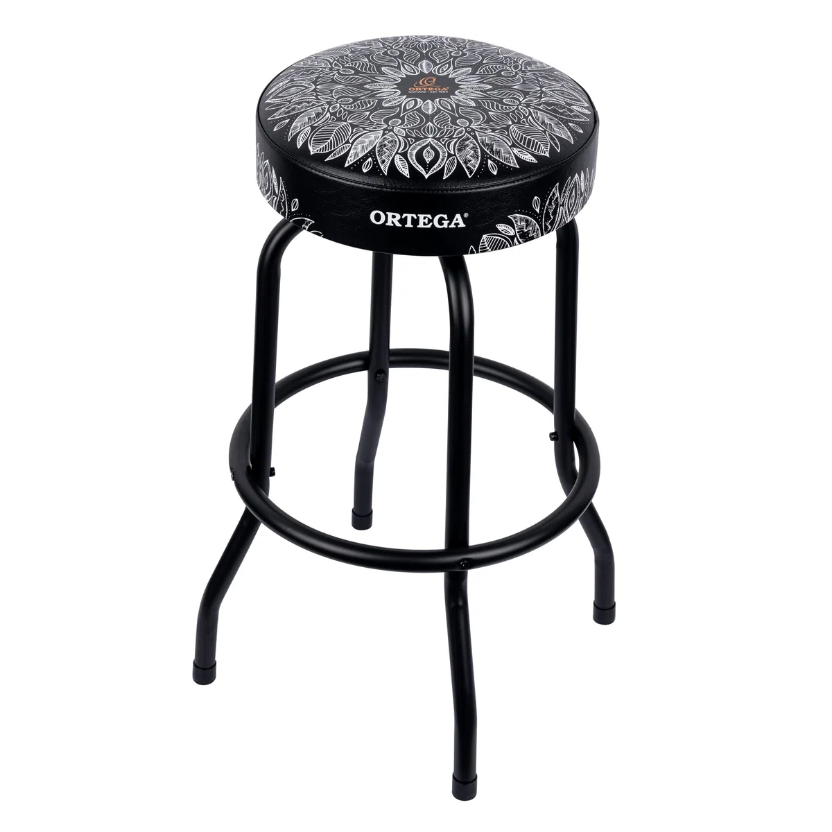 Ortega Guitars gepolsterter Stage Hocker – für Bühne, Bar, Studio, Showroom – 76 cm Höhe – White Kaleidoscope (OBS30-WHKC)