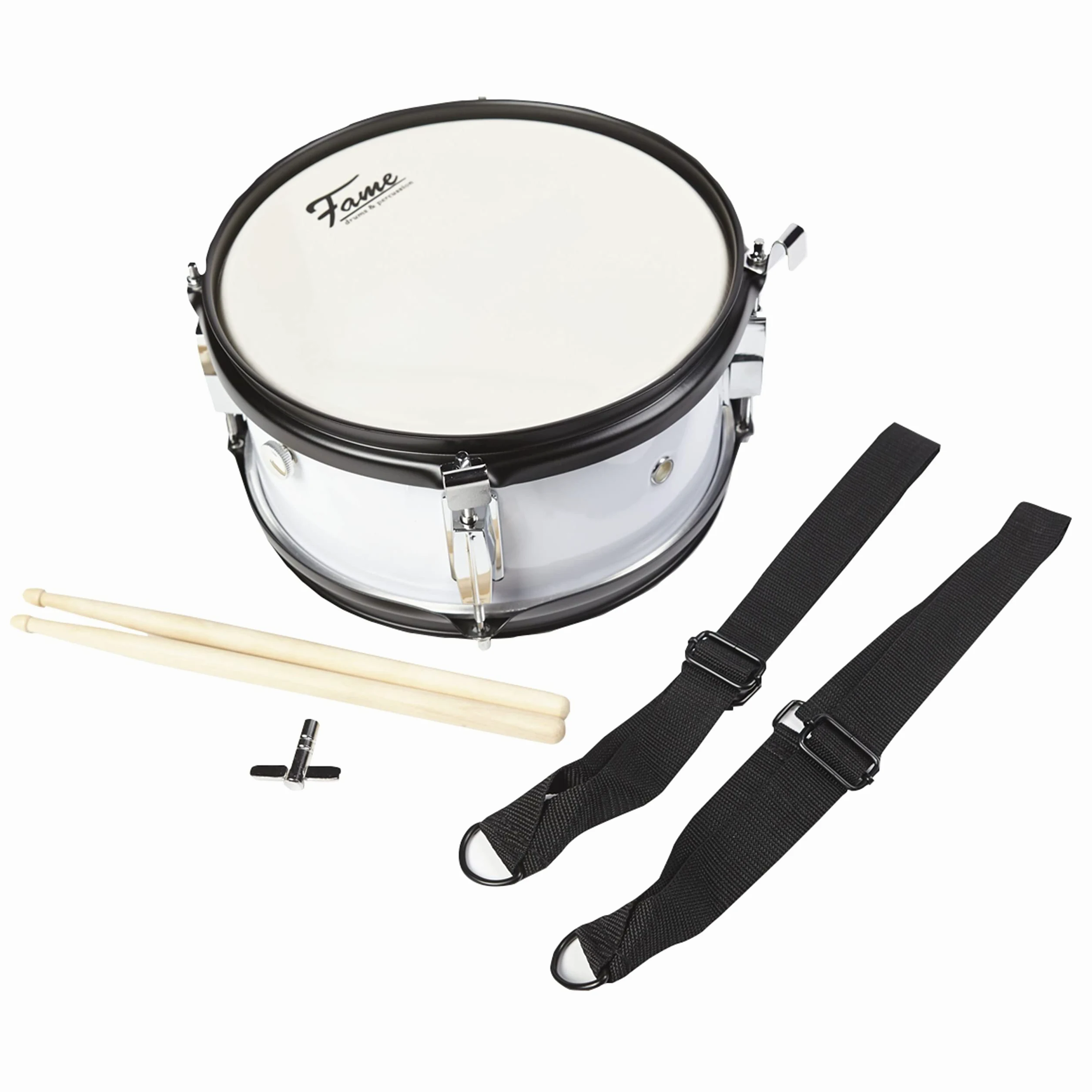 Fame Marching Snare 10"x5" inkl. Gurt und Sticks, tragbare kleine Trommel 1,8 kg
