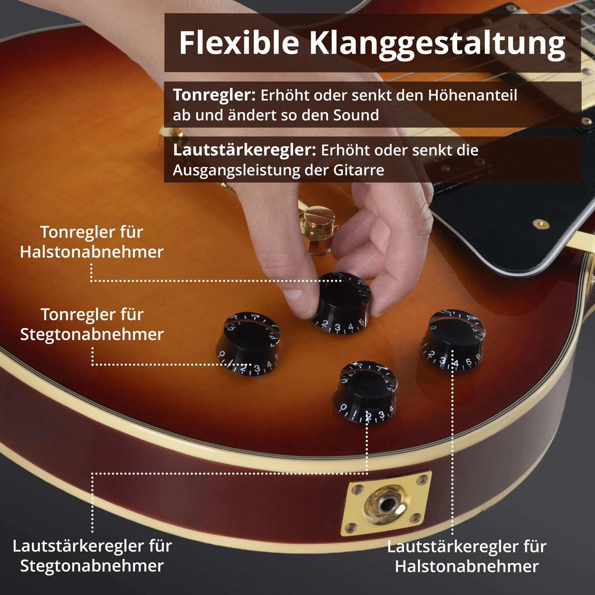 Rocktile Pro L-200OHB E-Gitarre Orange Honey Burst mit Zubehör (Gitarren Gigbag Tasche, Kabel, Plektren, Gitarren Schule mit CD & DVD, Gitarrensaiten)