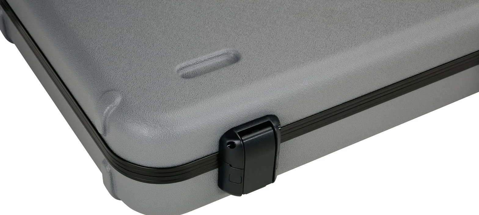 Fender Deluxe Molded Koffer, Hartschalenkoffer für Stratocaster und Telecaster, E-Gitarrenkoffer, Gitarren Koffer, Transportkoffer für E-Gitarre, robust und sicher, Inca Silver