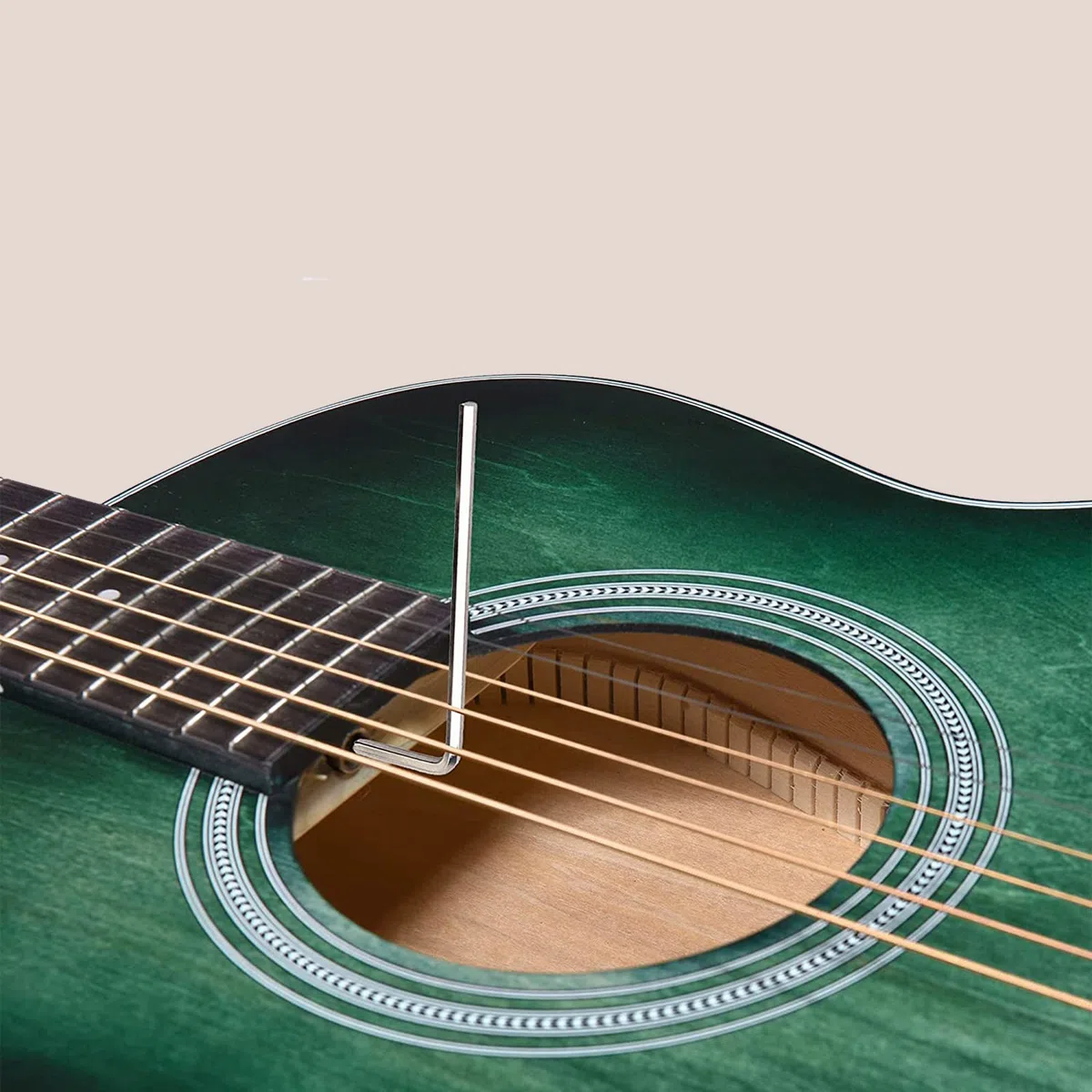 Winzz Akustik Gitarre 3/4 Kinder, Kleine Westerngitarre für Anfänger Erwachsene mit Multifunktionales Metronom, Blau-grün Reisegitarre Set 36 Zoll