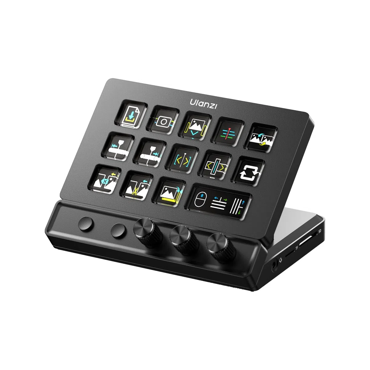 ULANZI D200X 8-in-1 Stream Controller mit 3 Drehknopf 14 LCD-Makrotasten, Streamdeck mit USB-C Dockingstation, 4K HDMI, Audioanschluss, kompatibel mit Mac/Windows, für OBS/Streaming/Editing/Fotografie