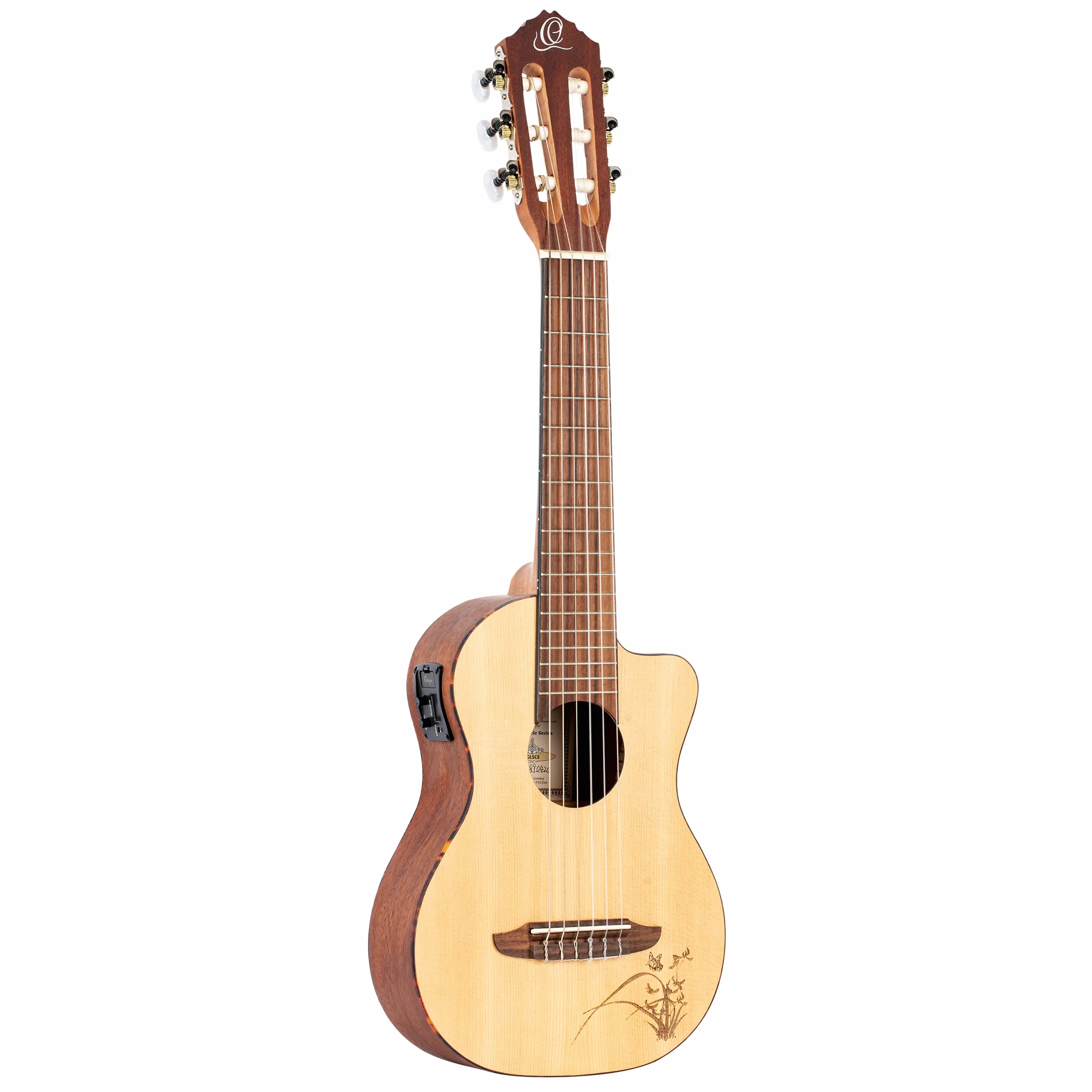 Ortega Guitars Reise Gitarre Elektro-Akustisch – Mini Travel Series – Fichte, Mahagoni, Natur (RGL5CE)