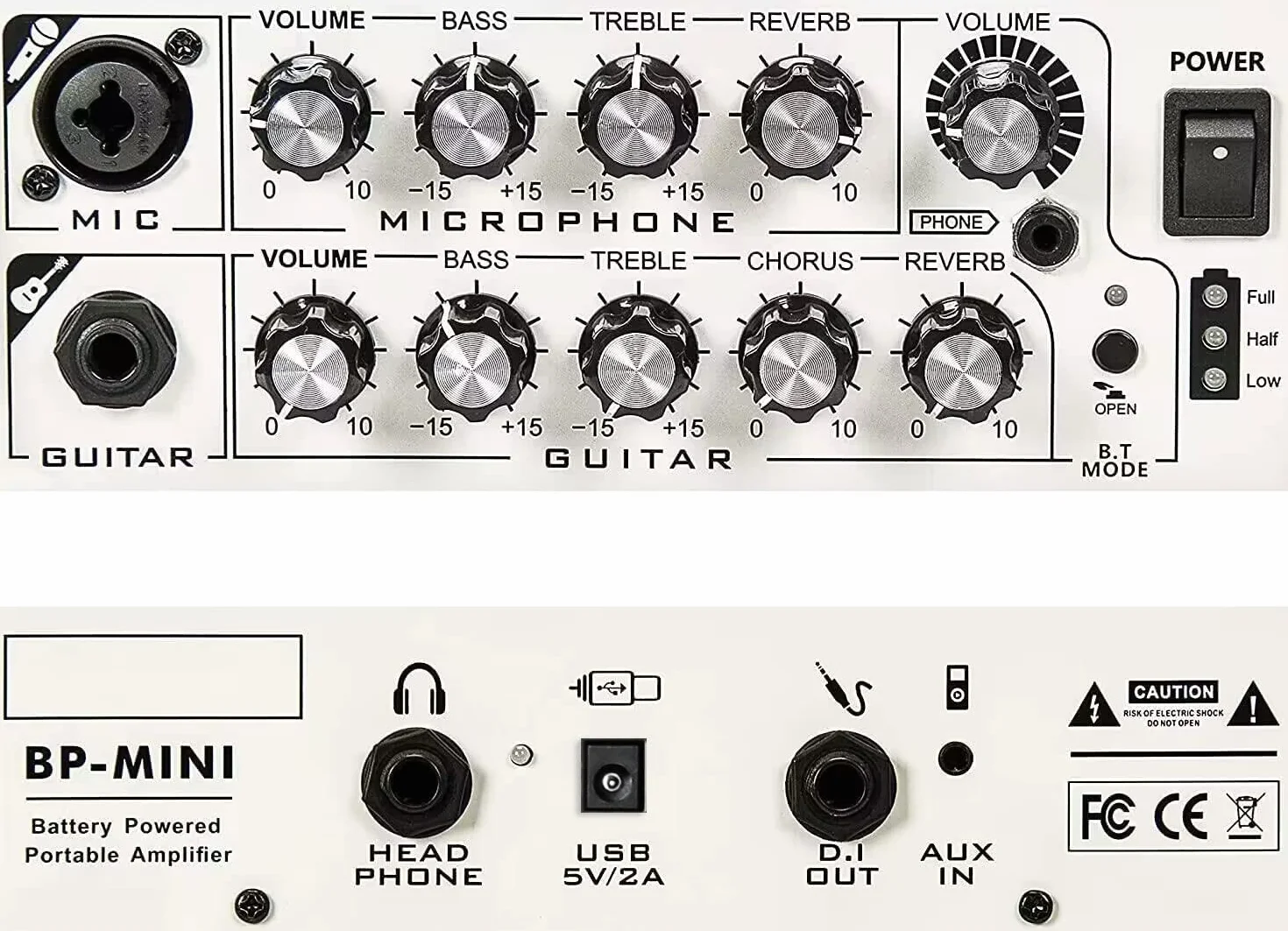 Coolmusic 30W Akustischer E-Gitarrenverstärker BT Tragbarer Gitarrenverstärker Lautsprecher mit Mikrofoneingang Bass Lautstärkeunterstützung Höhenregel Reverb-Effekt(Weiß)