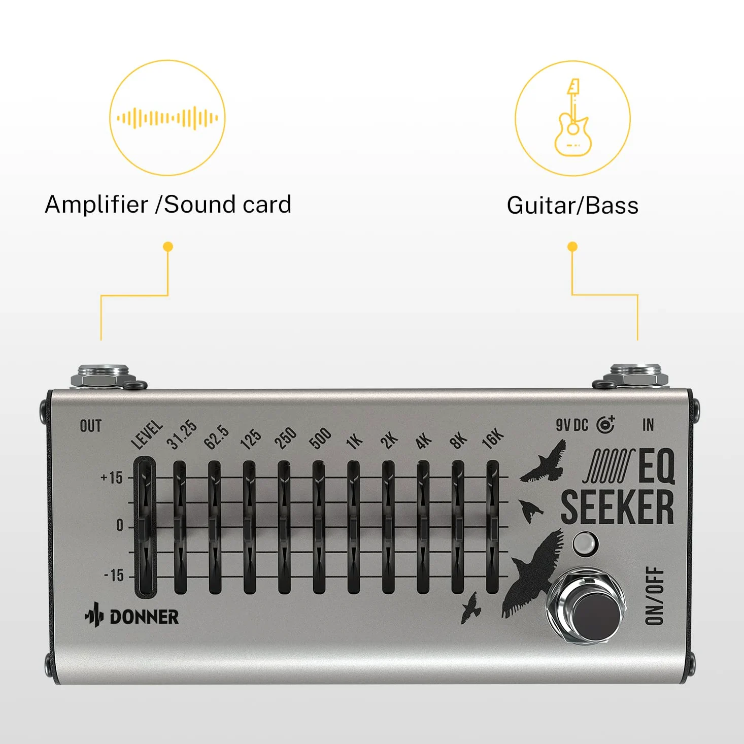 Donner EQ-Pedal, 10-Band Equalizer Pedal, EQ-Seeker für Gitarre und Bass, True Bypass