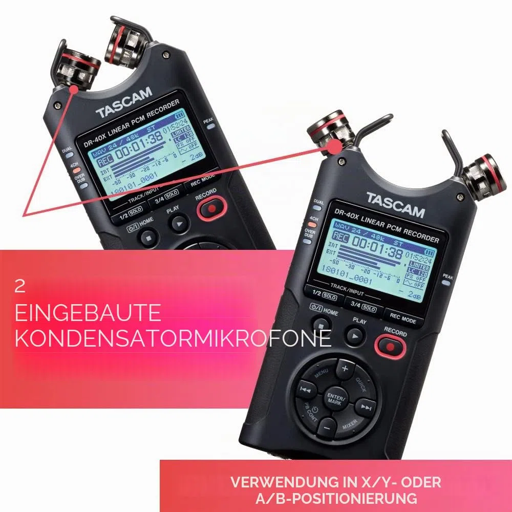 Tascam DR-40X 4-Slot Handheld Recorder mit USB-Schnittstelle