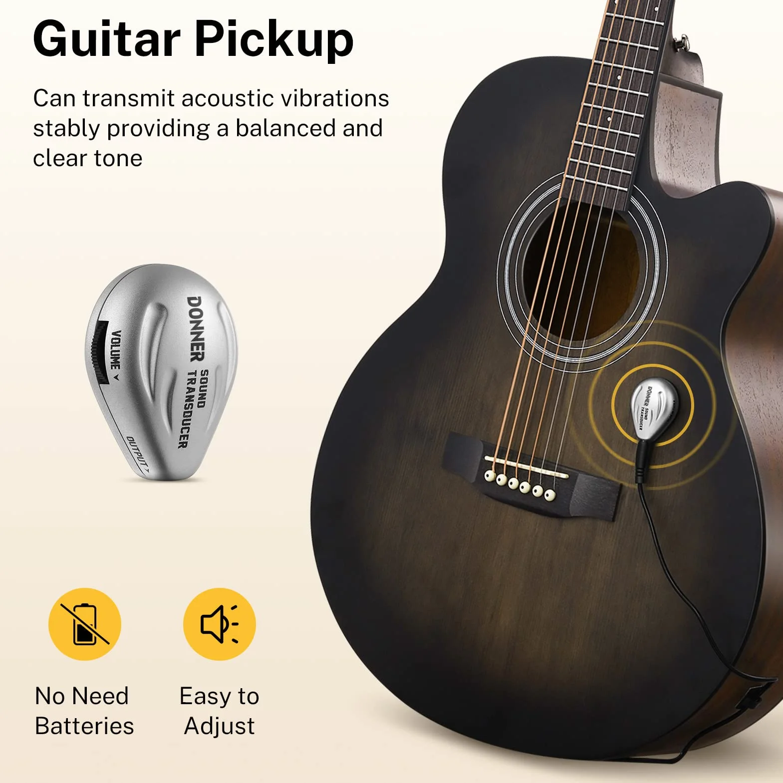 Donner Gitarre Akustik Anfänger Erwachsene Einsteiger Akustikgitarre 4/4 Mini Jumbo Cutaway Gitarren mit Tonabnehmer 6 Stahlsaiten Tasche Capo Plektren Gurt(Schwarz)