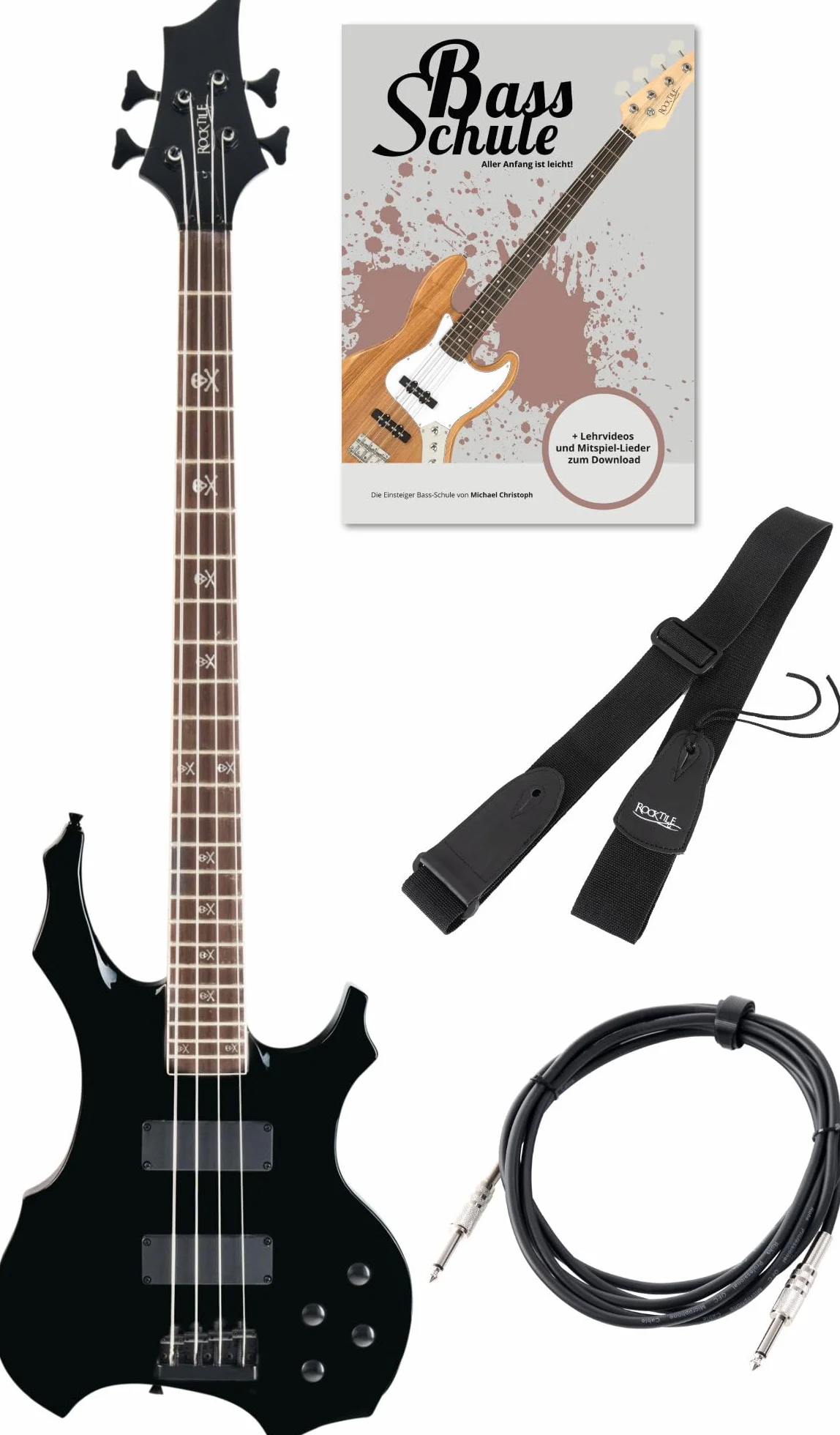 Rocktile Pro BB104-B BattleBone E-Bass Set Schwarz