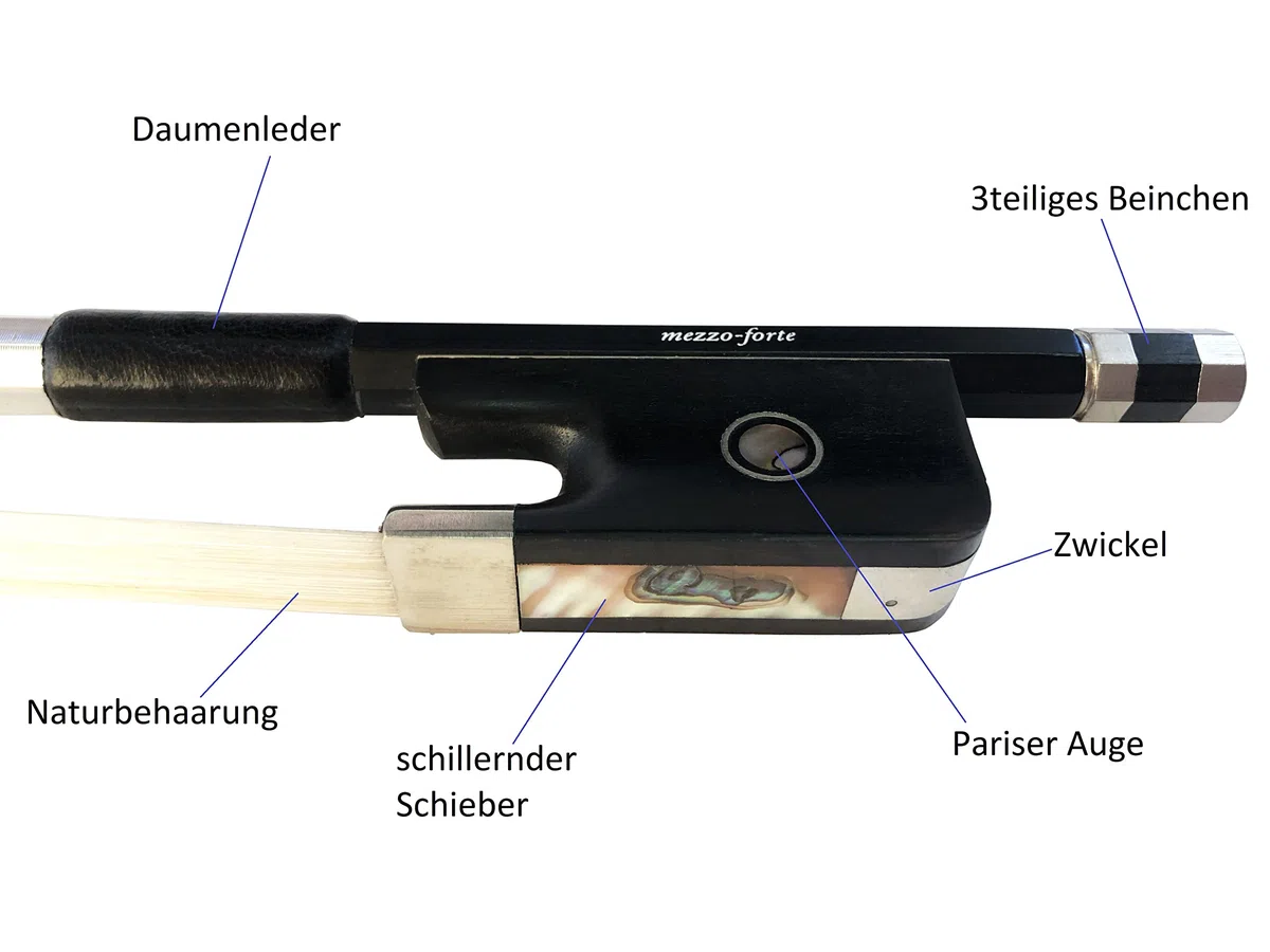 Cellobogen Bogen Cello Violoncello Carbon Kohlefaser 4/4 mezzo-forte – spielfreudig, stabil, obertonreich