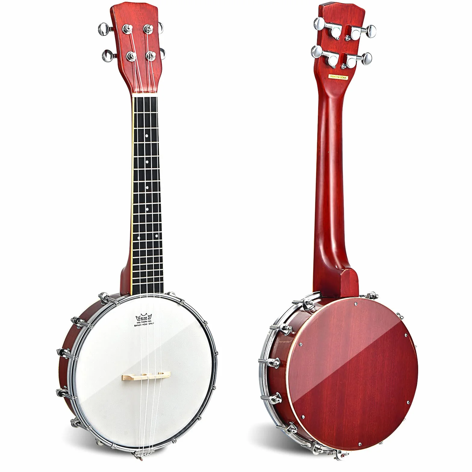 COSTWAY 4 Saiten Banjo 24 Zoll mit Reinigungstuch, Stimmgerät, Gurt, Saiten, Tasche, Reise Banjolele Set Ukulele für Kinder & Anfänger