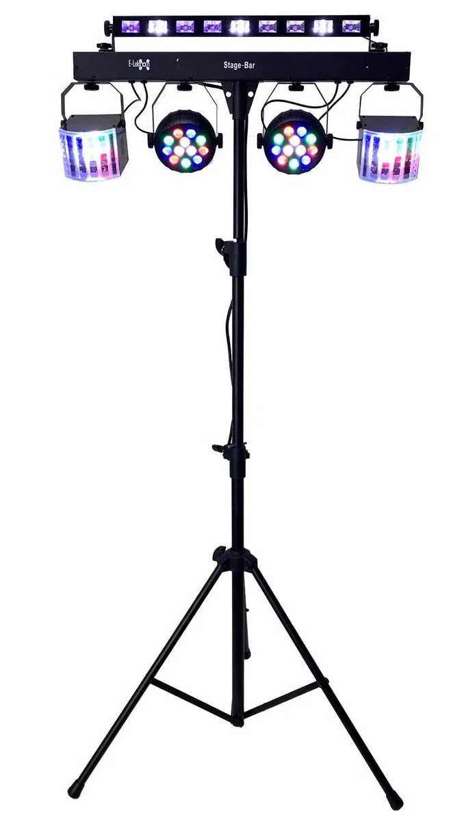 E-Lektron STAGE-BAR 5-fach LED RGBW & UV DMX Lichteffekt Lichtanlage Set mit Stativ, inkl. Tragetasche