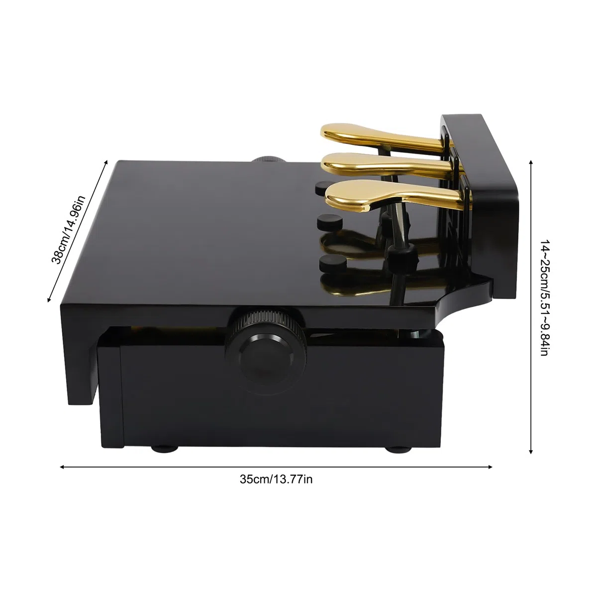 Klavier Pedal Extender, Pedalerhöhung Klavier Klavier Pedal Extender Bank für Kinder, einstellbare Höhe Klavier Pedal Extenders Bank mit 3 Pedalen für Kinder entwickelt - Schwarz