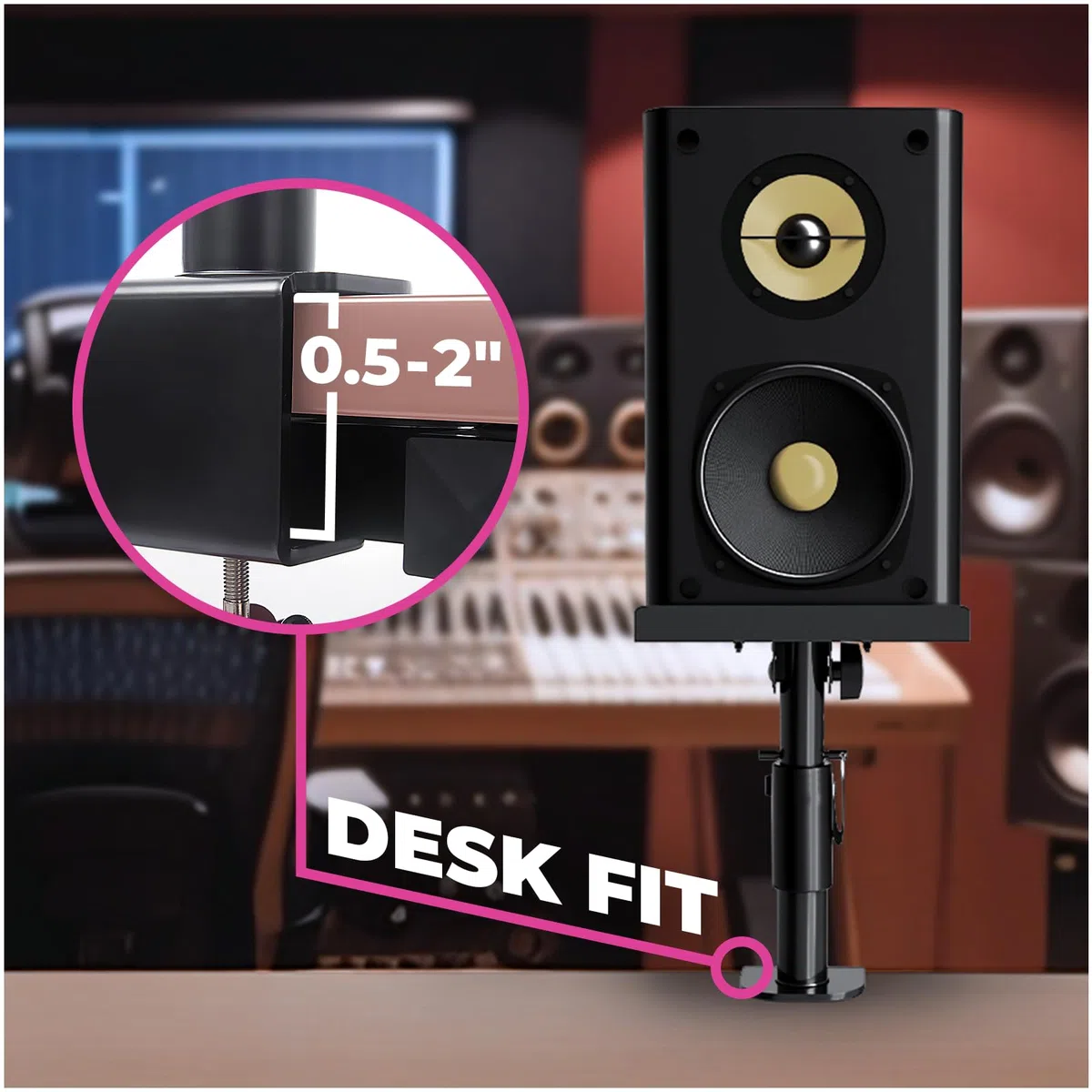 Liquid Stands Studio-Monitorständer – Musikstudio-Desktop-Lautsprecherständer – 2 Stück, 30,5 x 22,9 cm, verstellbare Kurze oder hohe Monitor-Lautsprecherständer für Musikstudio, Schreibtisch,