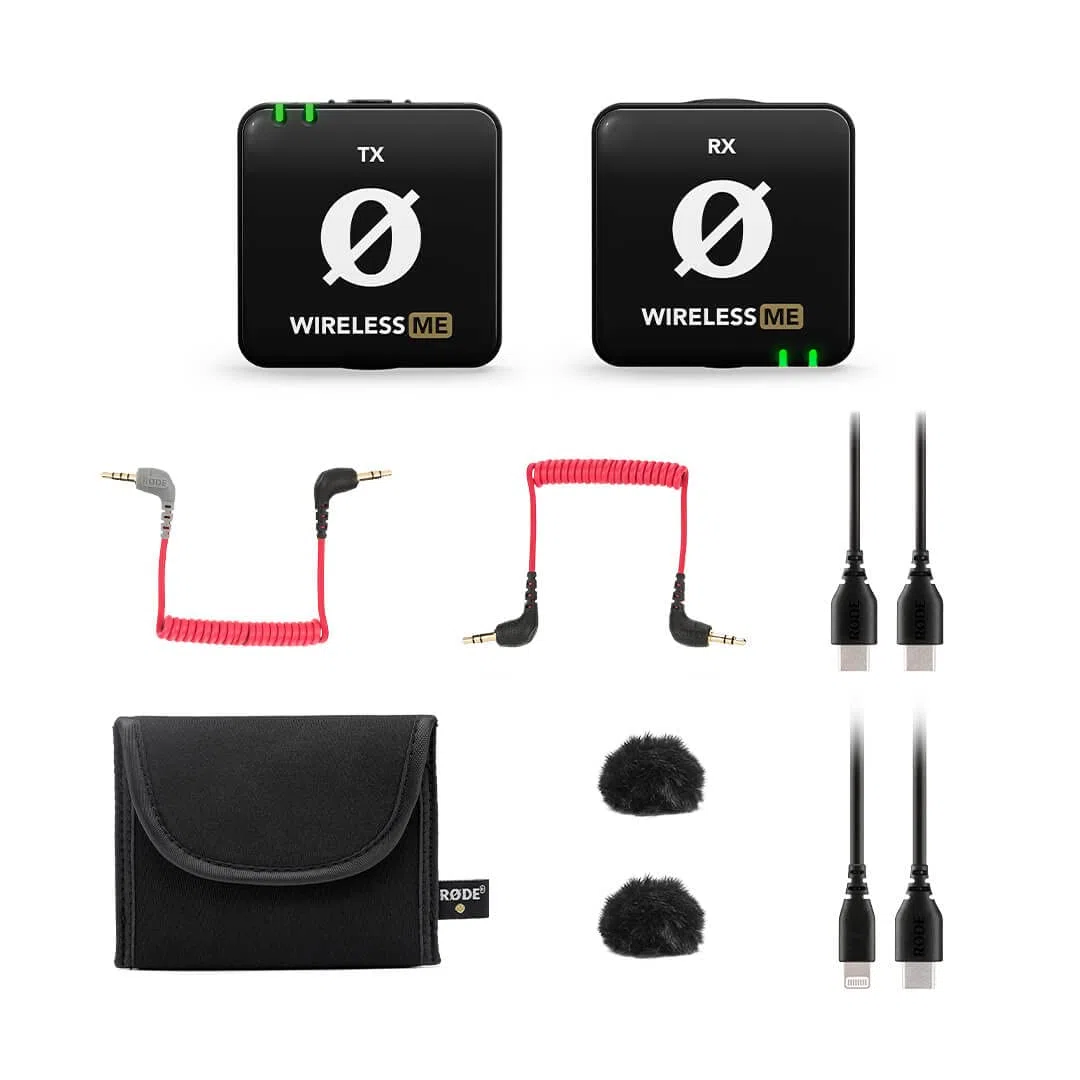 Rode Wireless ME Drahtlos-Mikrofon-Set + Interview GO Griff-Handadapter + keepdrum Fell-Windschutz BK