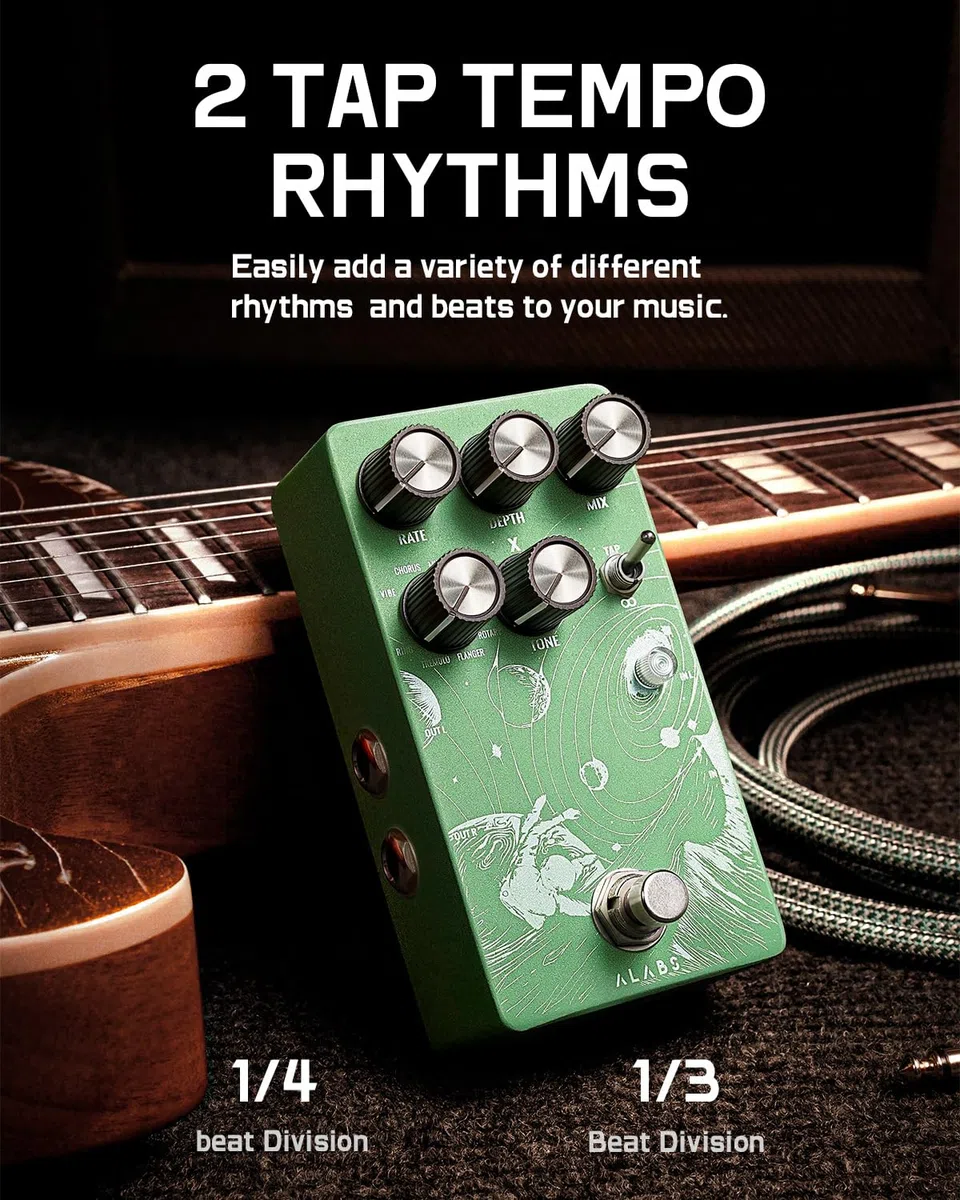 ALABS NOVADRIFT Modulation Pedals Für E Guitar, Gitarren Pedal mit 9 Stereo Mod Effects, Effektgerät - Analog Dry Through,Tap Tempo,True Bypass,Multi-Expression Control